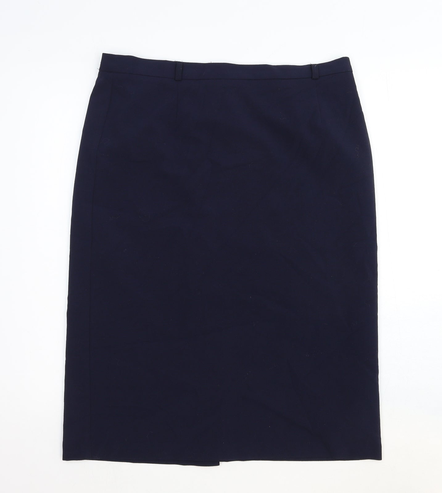 BHS Womens Blue Cotton Straight & Pencil Skirt Size 16 Zip