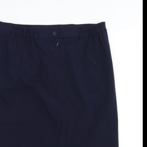 BHS Womens Blue Cotton Straight & Pencil Skirt Size 16 Zip