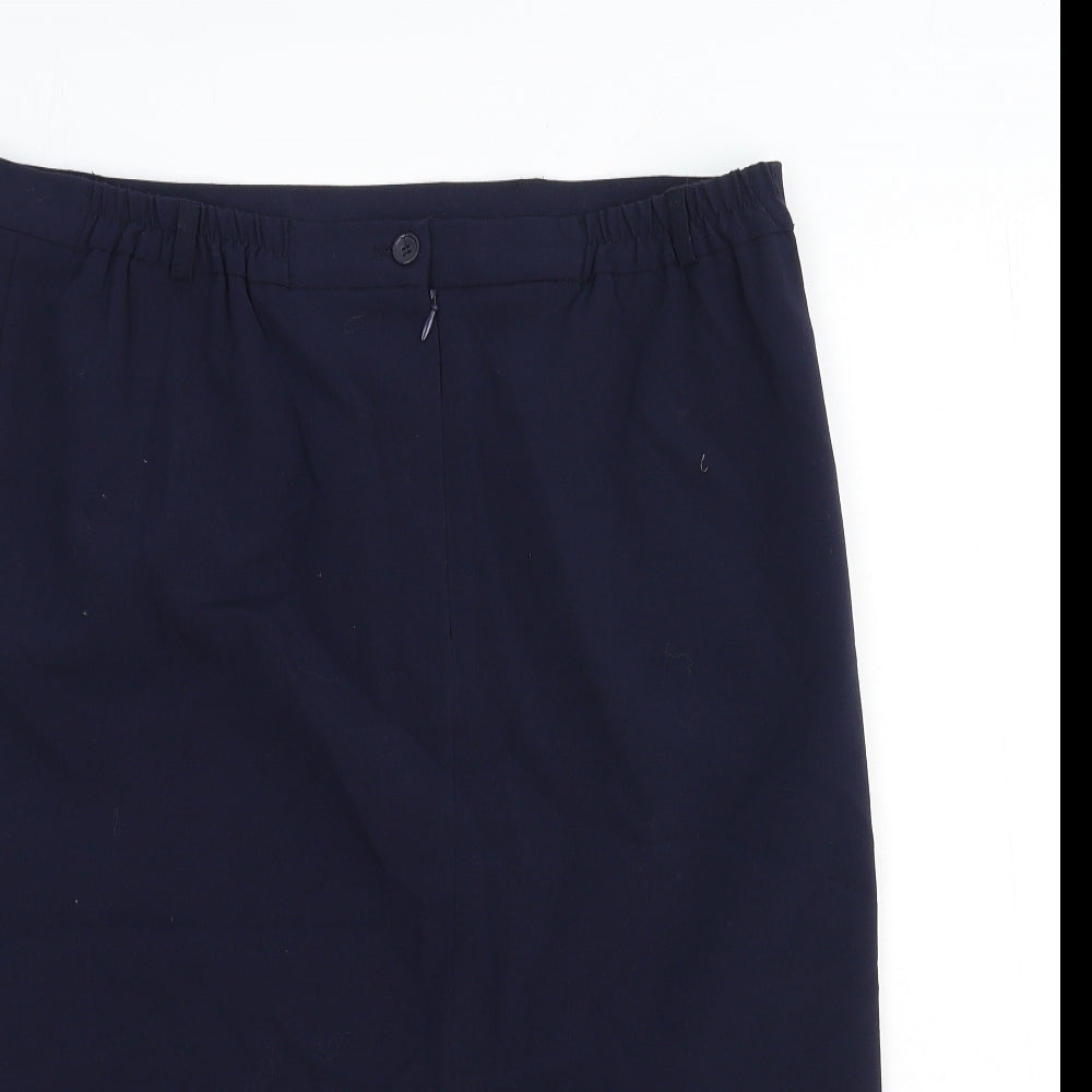 BHS Womens Blue Cotton Straight & Pencil Skirt Size 16 Zip