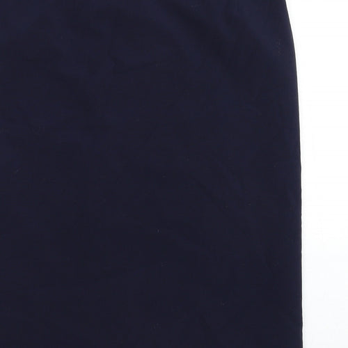BHS Womens Blue Cotton Straight & Pencil Skirt Size 16 Zip
