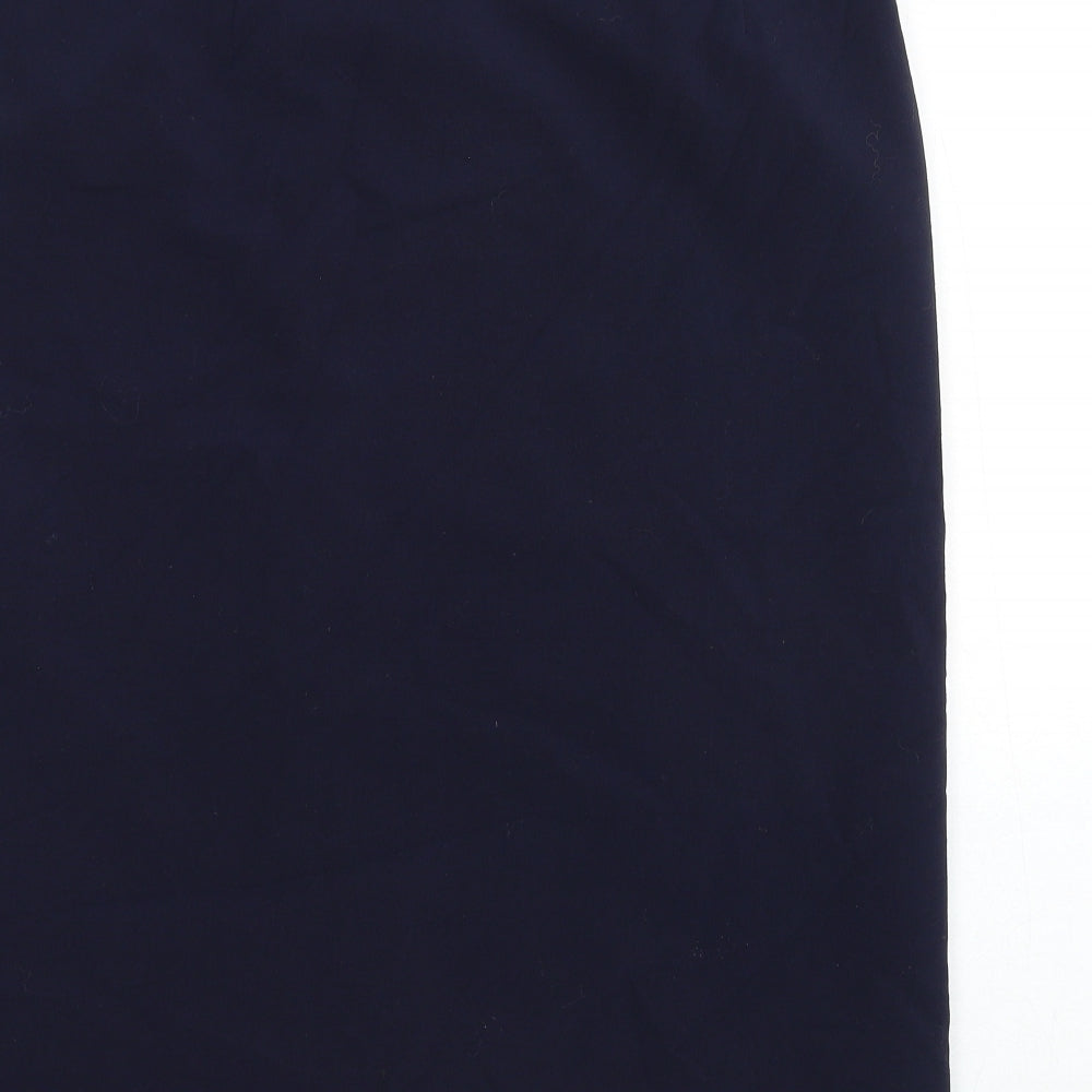 BHS Womens Blue Cotton Straight & Pencil Skirt Size 16 Zip