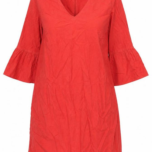 Milano Womens Red Cotton A-Line Size 12 V-Neck Zip