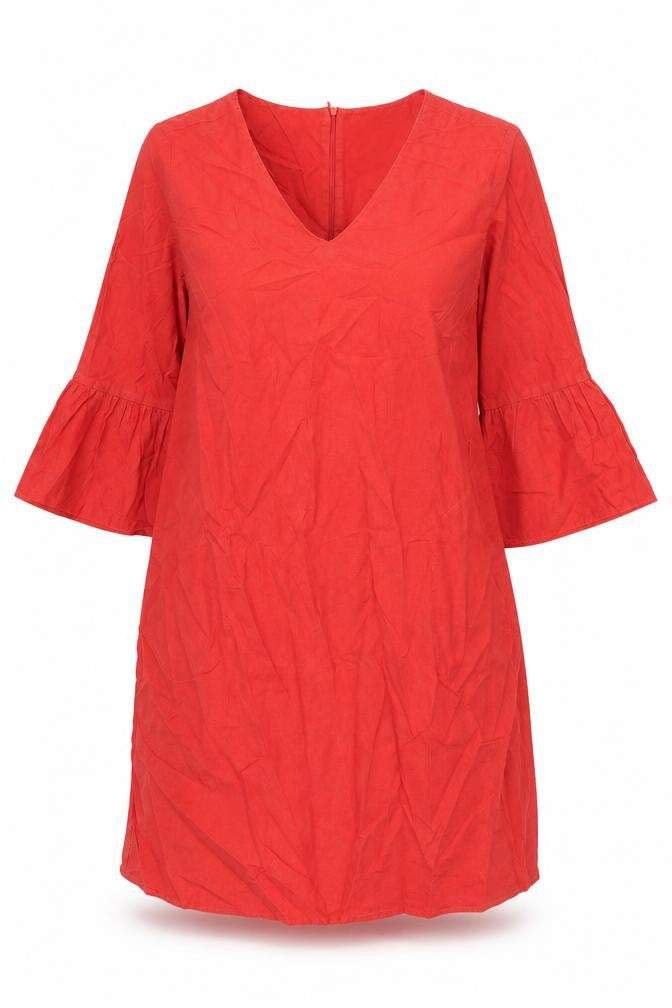 Milano Womens Red Cotton A-Line Size 12 V-Neck Zip