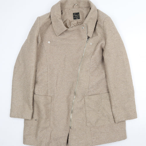 Originals Womens Beige Biker Coat Size 18 Zip