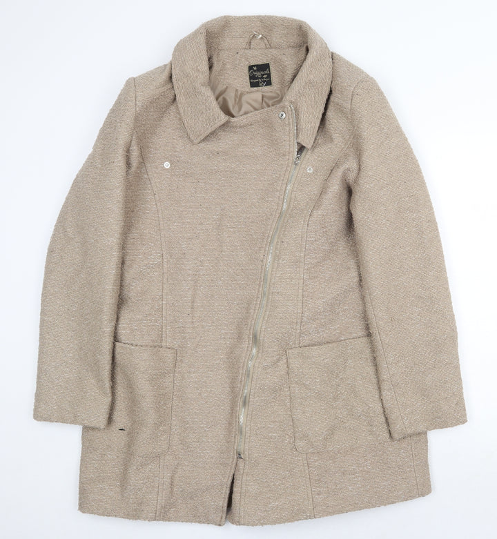 Originals Womens Beige Biker Coat Size 18 Zip