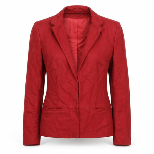 Front view of Principles women’s red viscose jacket blazer, size UK 12