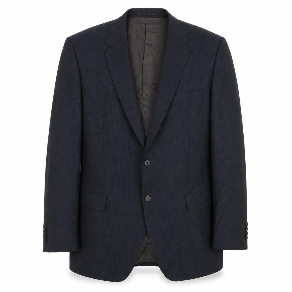 Front view of Marks & Spencer men’s blue wool jacket suit jacket, size 44, regular