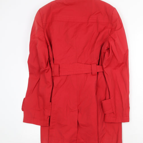 BHS Womens Red Trench Coat Coat Size 12 Button - Belted