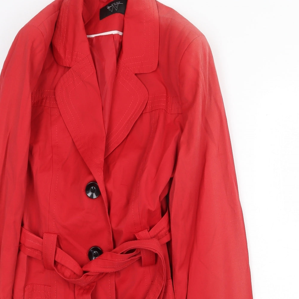 BHS Womens Red Trench Coat Coat Size 12 Button - Belted