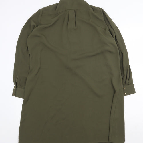 River Island Womens Green Polyester A-Line Size 14 Round Neck Zip