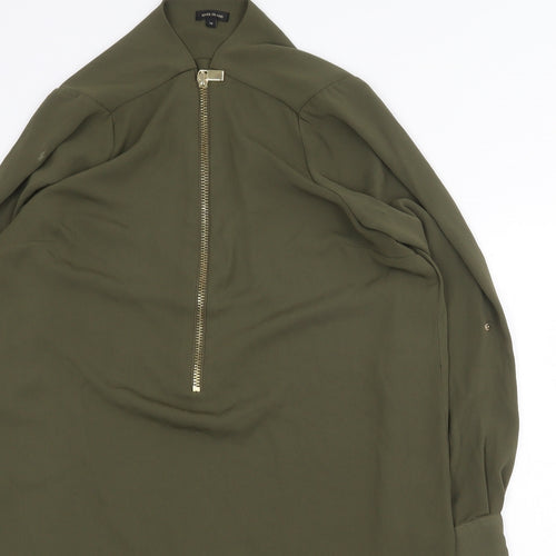 River Island Womens Green Polyester A-Line Size 14 Round Neck Zip