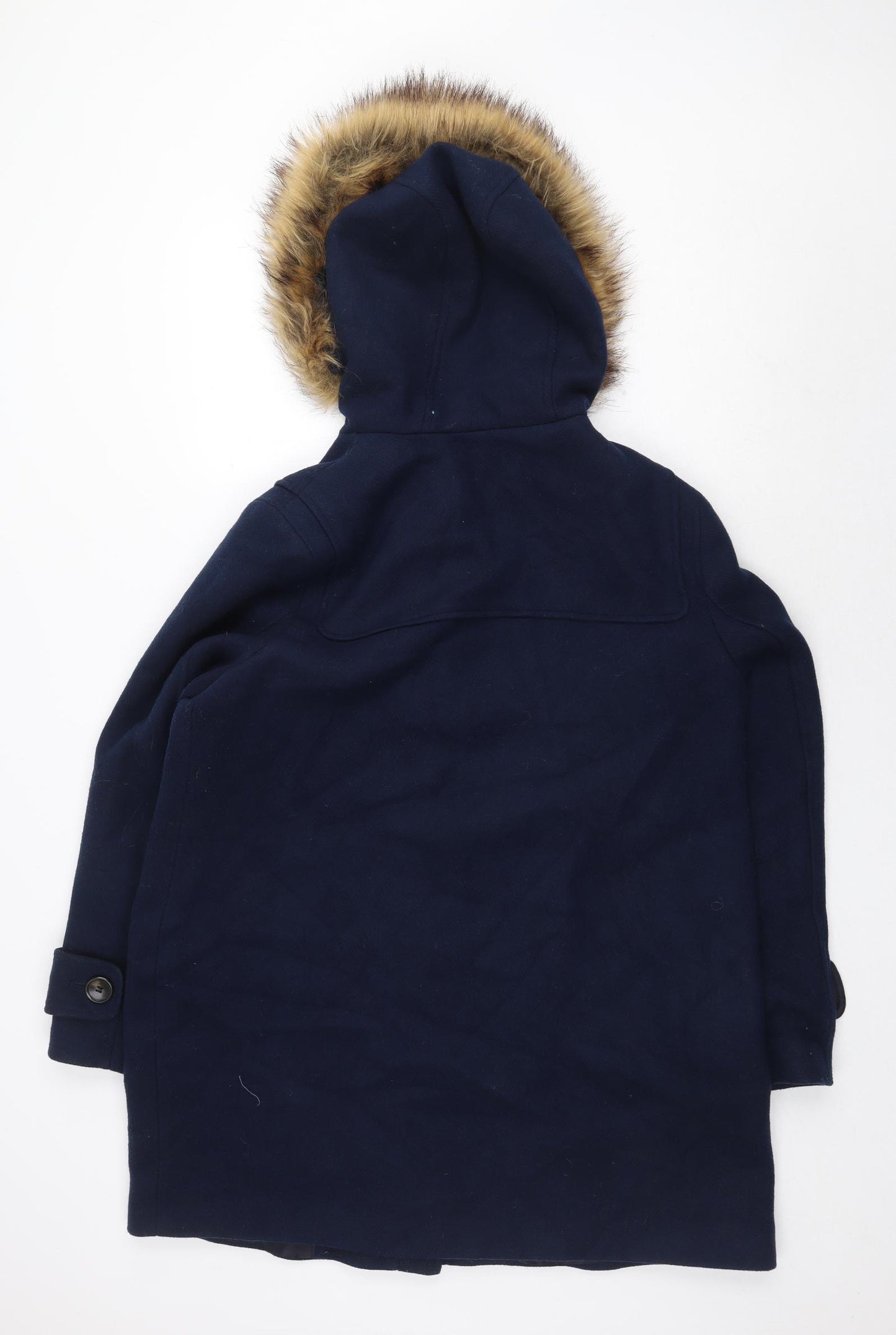 Marks and Spencer Womens Blue Pea Coat Coat Size 16 Button