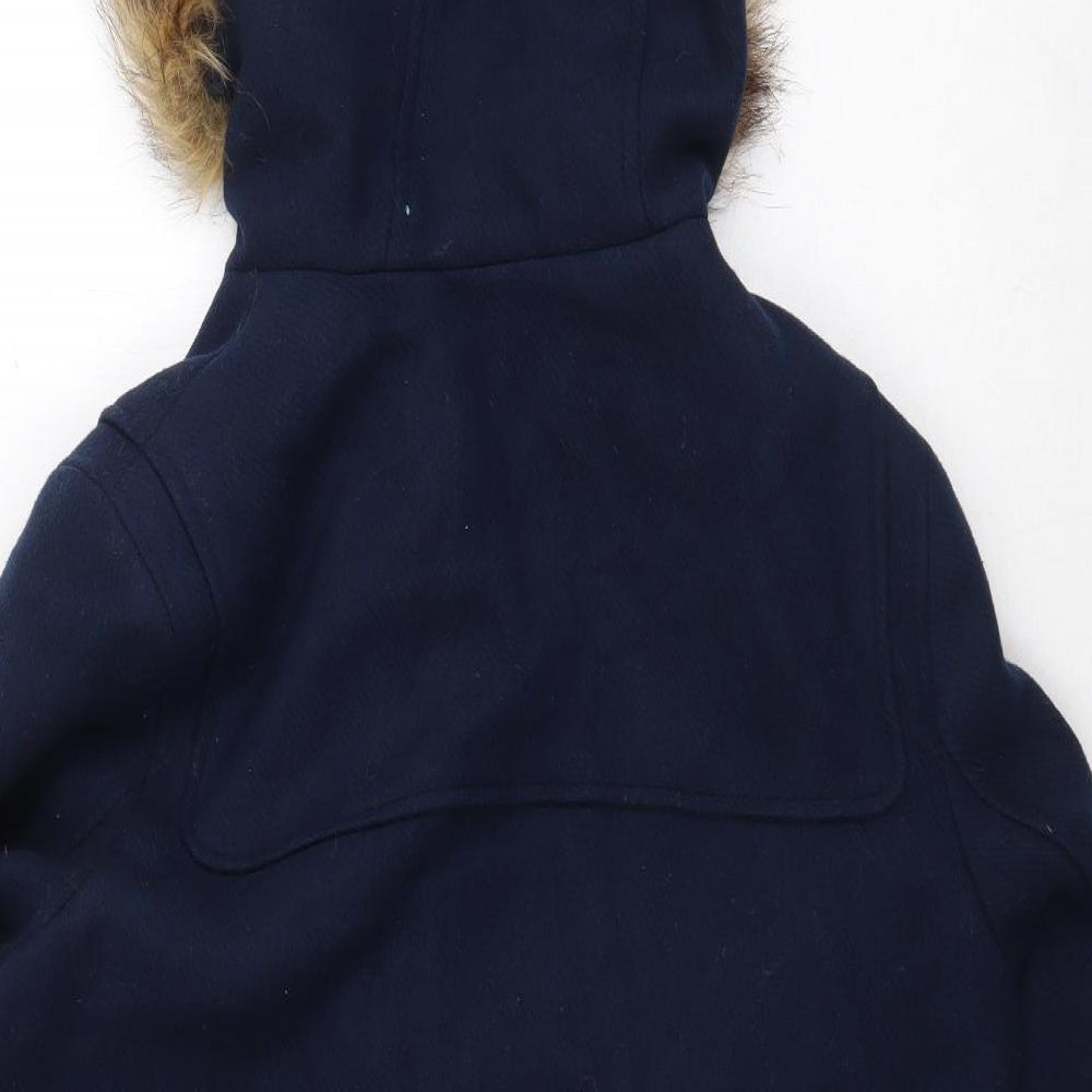 Marks and Spencer Womens Blue Pea Coat Coat Size 16 Button
