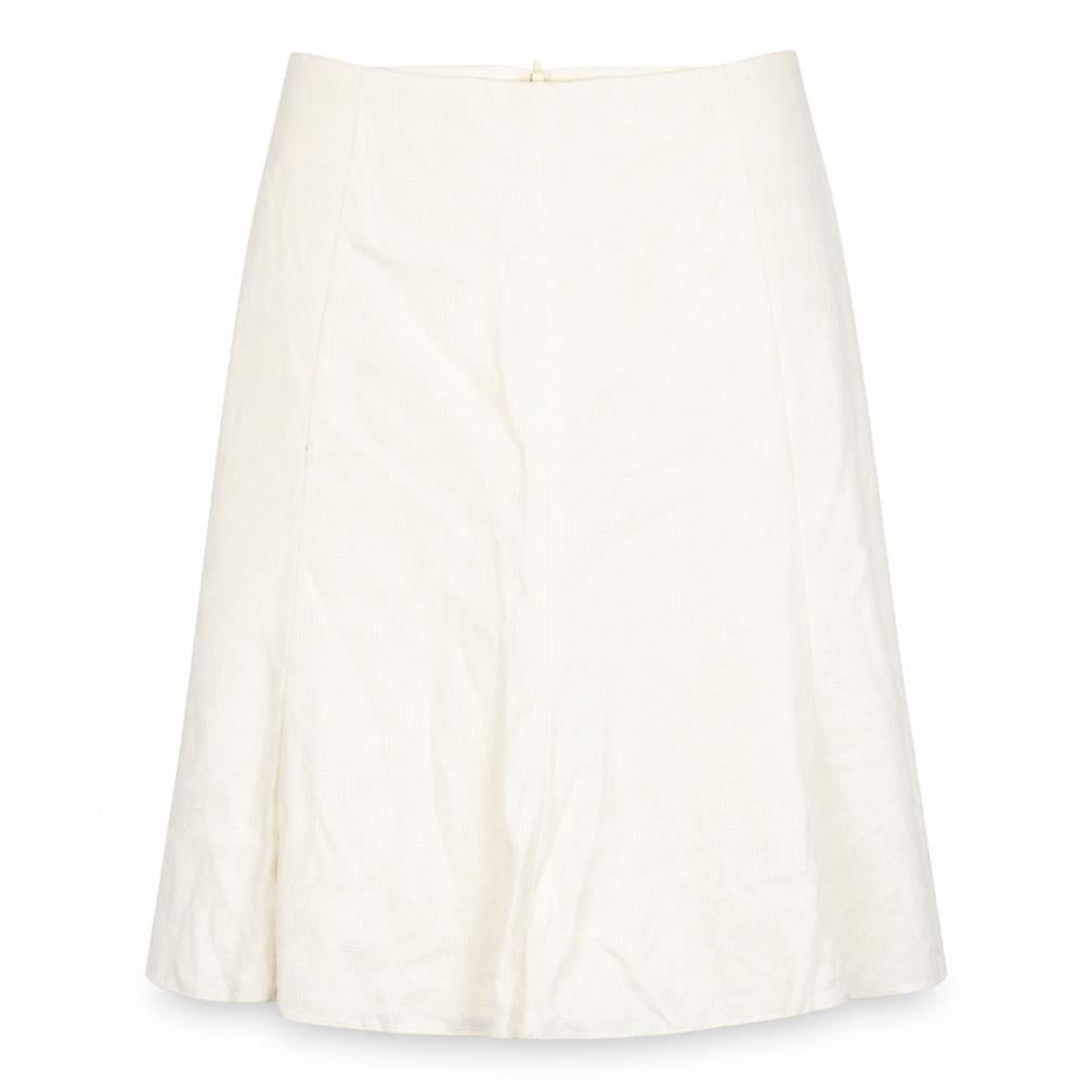 Front view of Klass women’s ivory polyester swing skirt, size UK 14, zip