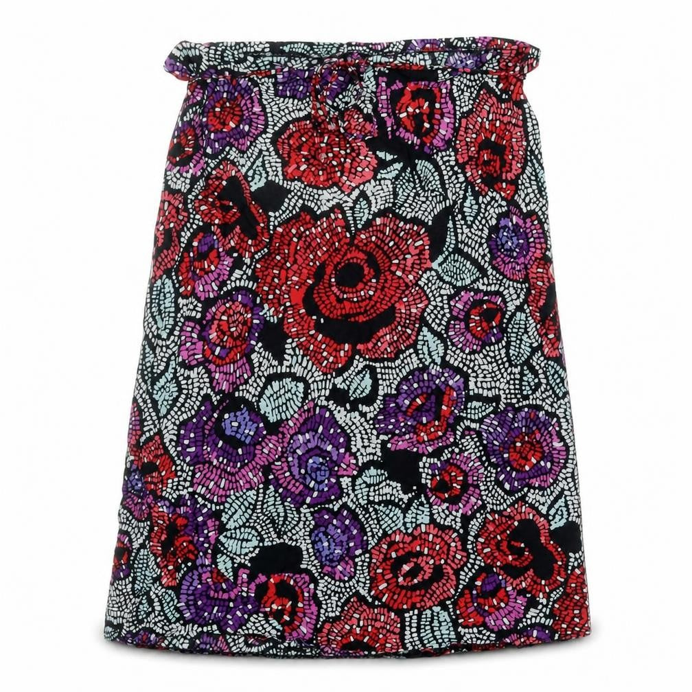 Preworn Womens Multicoloured Floral Polyester Swing Skirt Size 42 in Tie