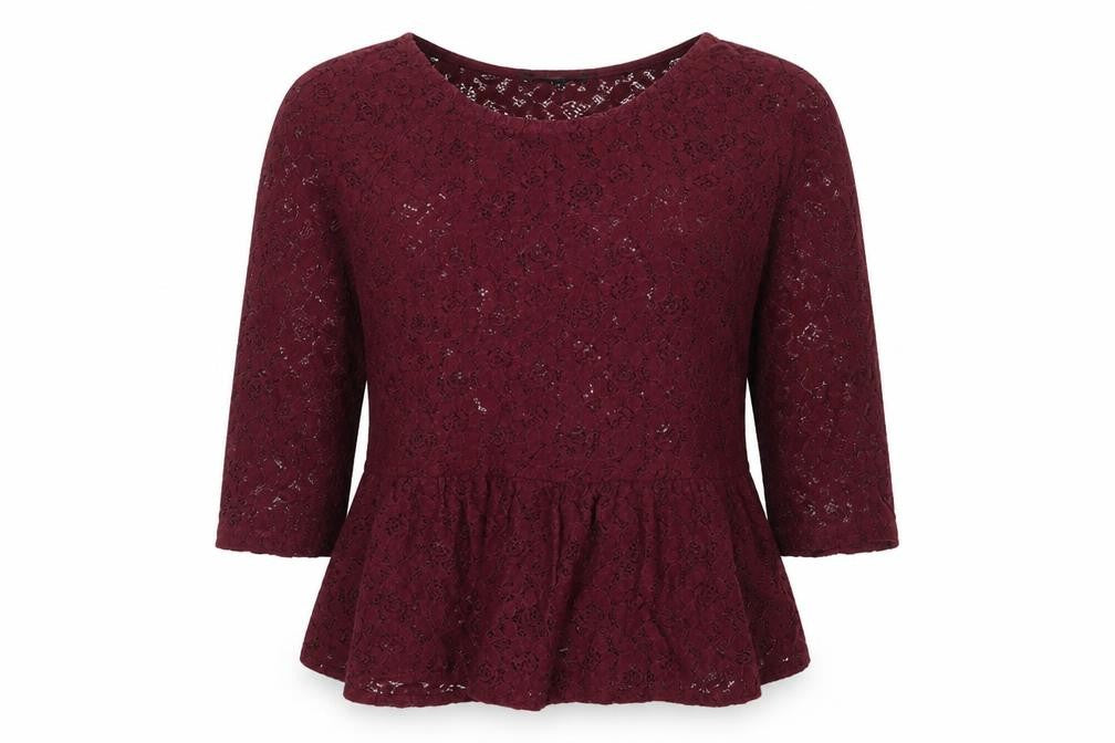 Next Womens Red Floral Polyester Basic Blouse Size 10 Round Neck