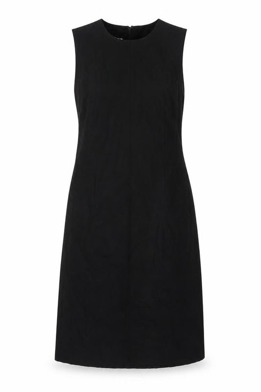 Front view of Talbots women’s black wool ball gown, size UK 10, round neck zip