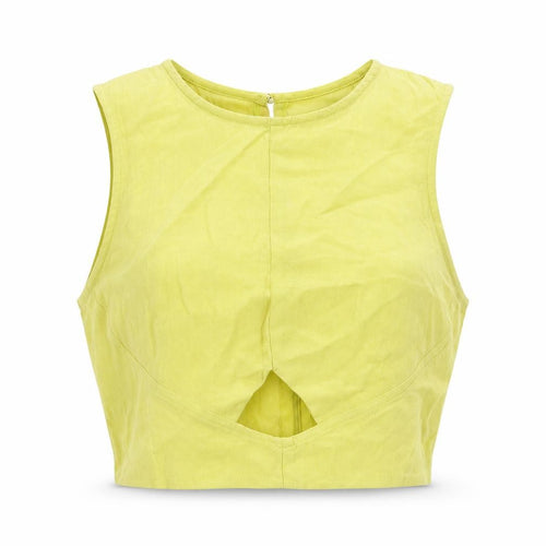 Miss Selfridge Womens Green Viscose Cropped Tank Size 10 Round Neck - Keyhole Detail