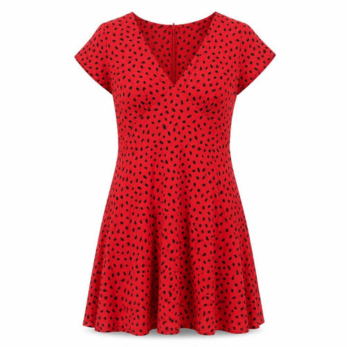Motel Womens Red Geometric Viscose A-Line Size XS V-Neck Zip