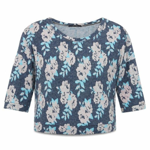 George Womens Blue Floral Cotton Basic T-Shirt Size 12 Scoop Neck