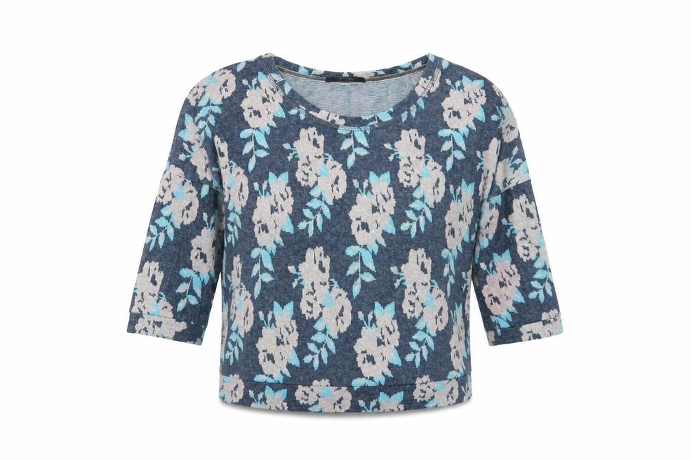 George Womens Blue Floral Cotton Basic T-Shirt Size 12 Scoop Neck