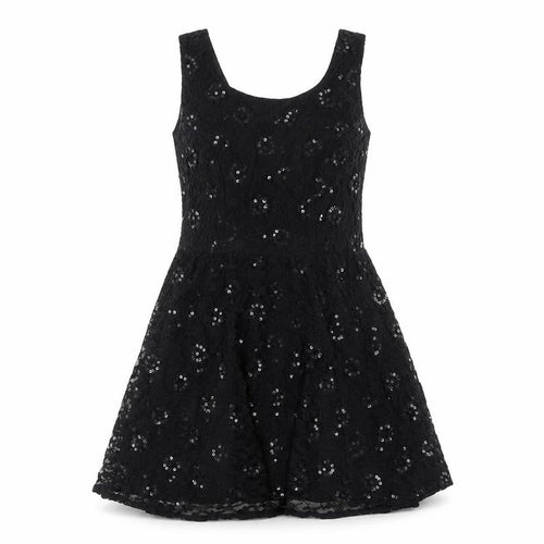 Topshop Womens Black Geometric Nylon Fit & Flare Size 10 Round Neck Button