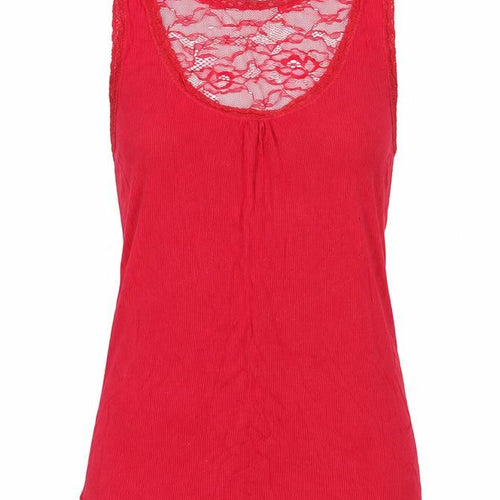 Limited Collection Womens Pink Viscose Basic Tank Size 10 Scoop Neck - Lace detail
