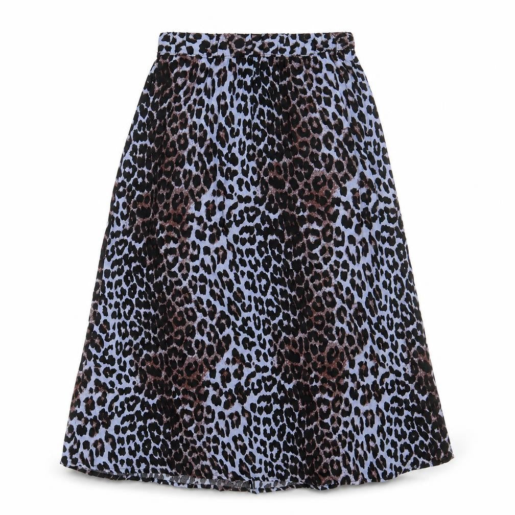 b.young Womens Blue Animal Print Viscose Peasant Skirt Size 10 - Leopard Pattern