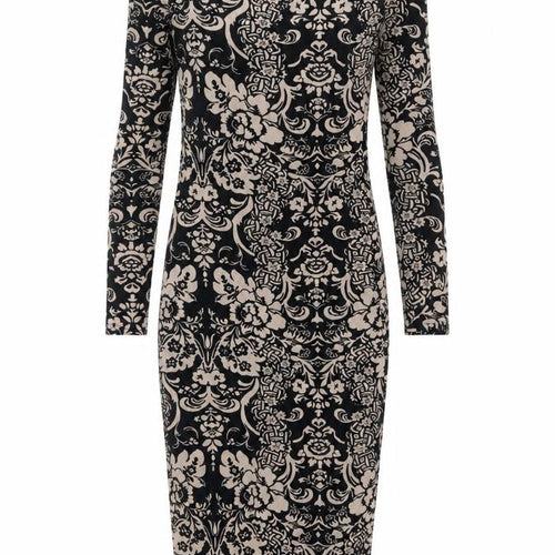 Glamour Babe Womens Black Geometric Viscose Bodycon Size M Round Neck Pullover - Size M-L