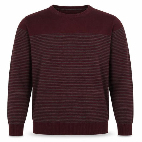 Cedar Wood State Mens Red Round Neck Striped Acrylic Pullover Jumper Size L Long Sleeve