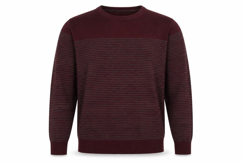 Cedar Wood State Mens Red Round Neck Striped Acrylic Pullover Jumper Size L Long Sleeve