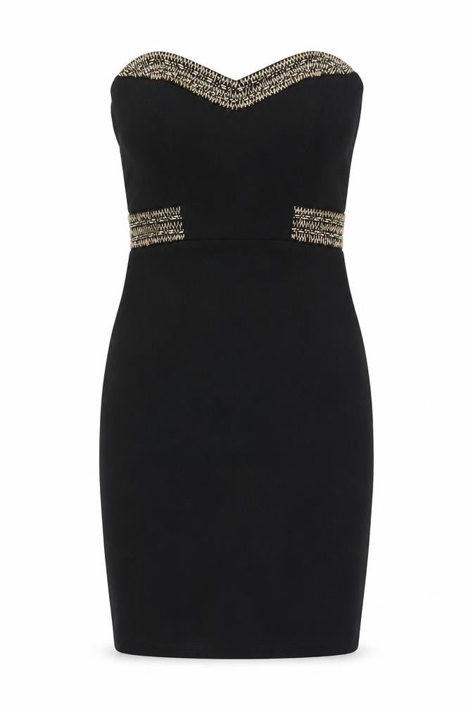 TFNC London Womens Black Viscose Bodycon Size XS Sweetheart Zip
