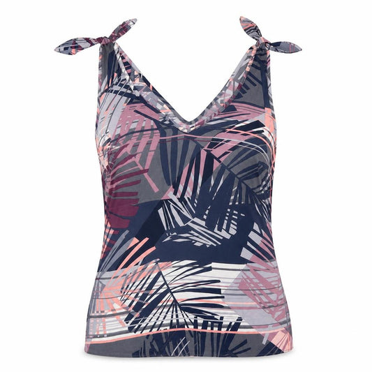 Front view of Papaya women’s multicoloured geometric polyester basic tank, size UK 8, v-neck
