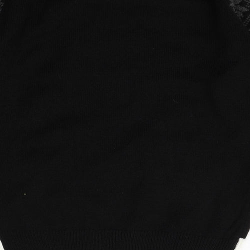 NEXT Mens Black Round Neck Geometric Acrylic Pullover Jumper Size XS Long Sleeve Pullover - Polar Bear