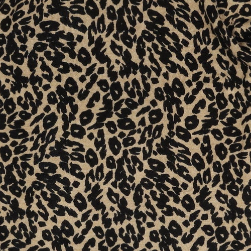 Marks and Spencer Womens Brown Round Neck Animal Print Acrylic Pullover Jumper Size 12 Pullover - Leopard Print