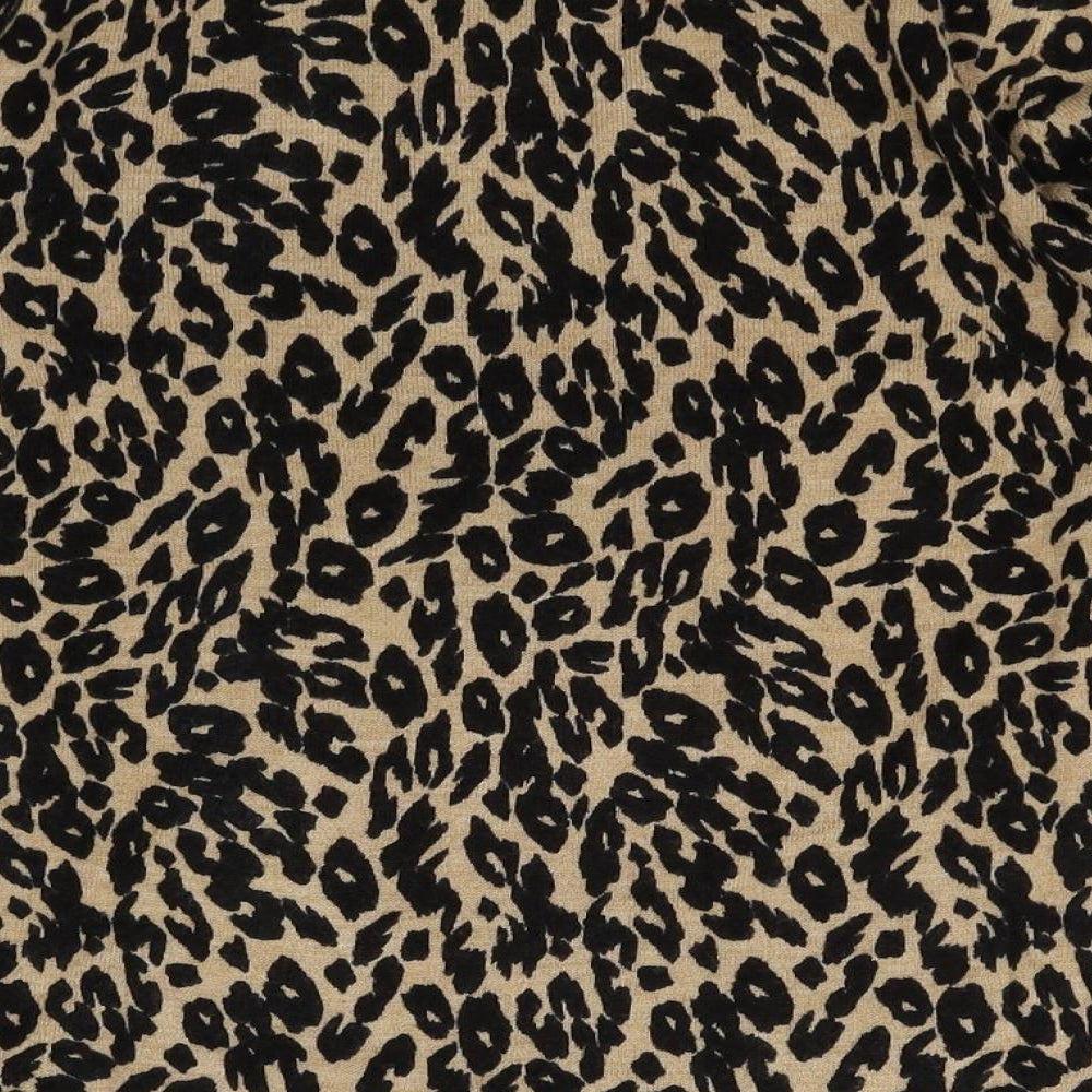 Marks and Spencer Womens Brown Round Neck Animal Print Acrylic Pullover Jumper Size 12 Pullover - Leopard Print