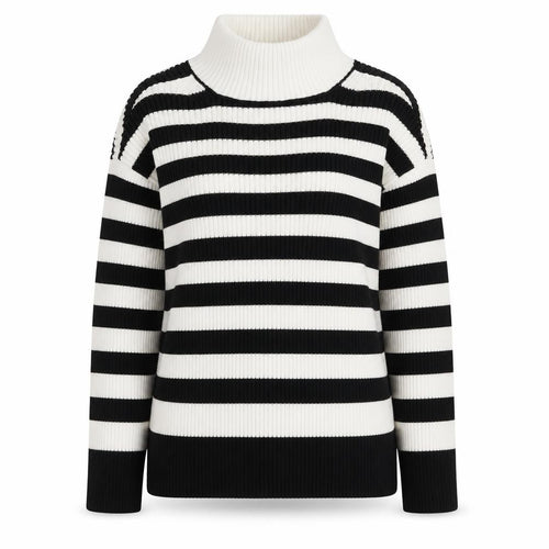 Marks and Spencer Womens Multicoloured Mock Neck Striped Cotton Pullover Jumper Size XS