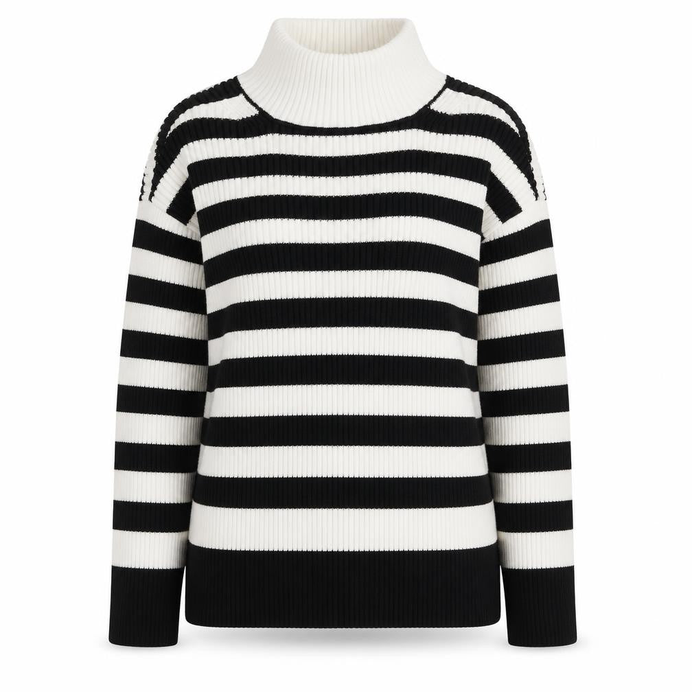 Marks and Spencer Womens Multicoloured Mock Neck Striped Cotton Pullover Jumper Size XS