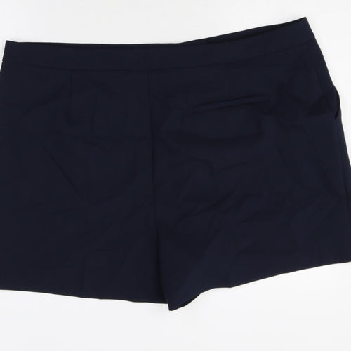 Marks and Spencer Womens Blue Polyester Hot Pants Shorts Size 24 Regular Zip