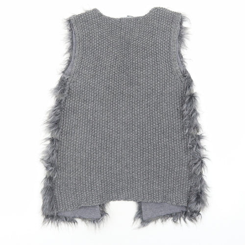 Primark Womens Grey V-Neck Acrylic Cardigan Jumper Size XS
