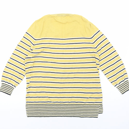 NEXT Womens Yellow Crew Neck Striped Cotton Pullover Jumper Size 14 Pullover