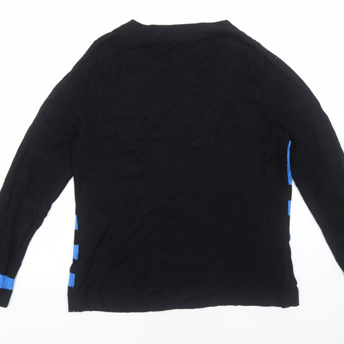 BHS Womens Black Round Neck Viscose Pullover Jumper Size 16 Pullover - Stripe