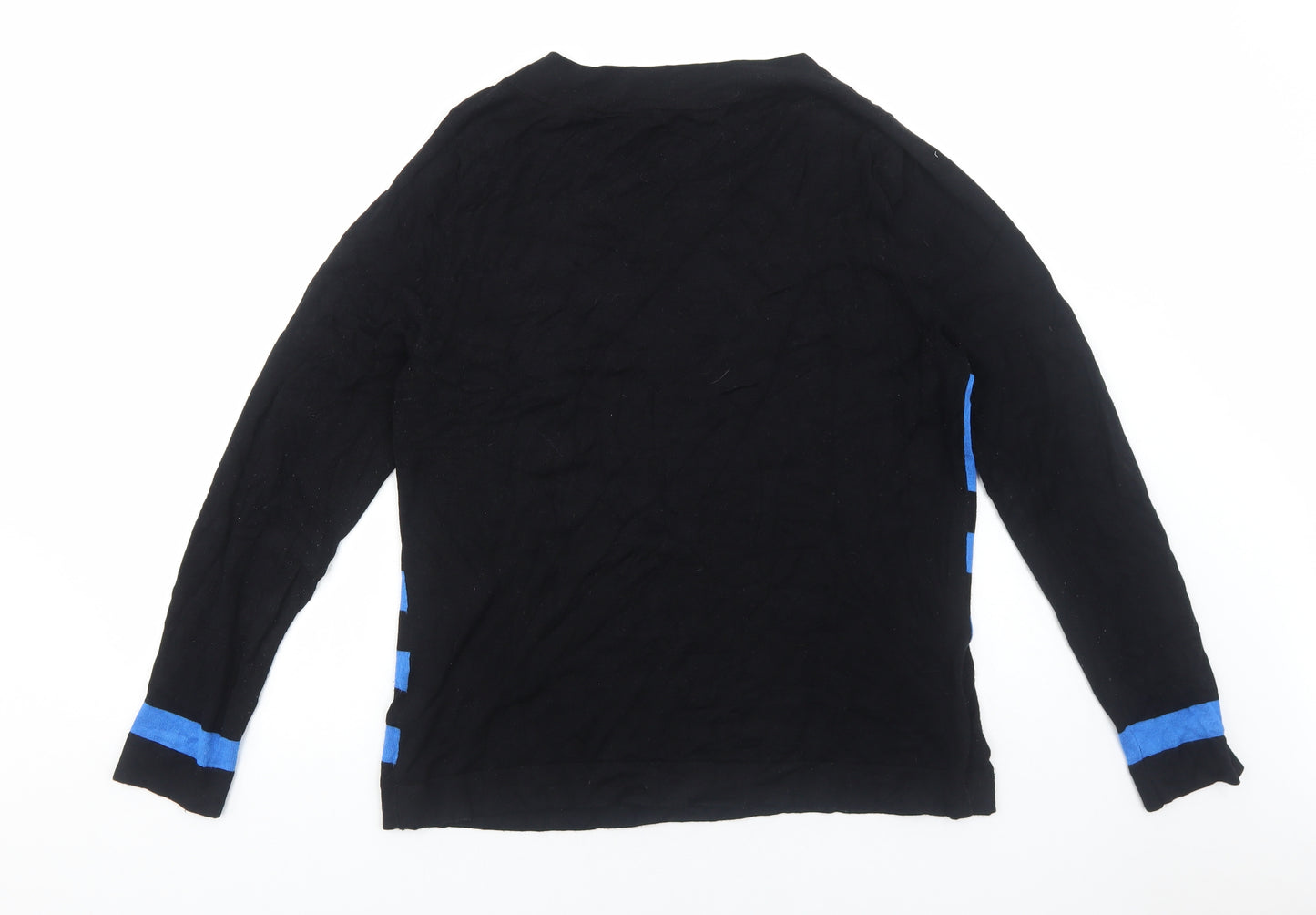 BHS Womens Black Round Neck Viscose Pullover Jumper Size 16 Pullover - Stripe