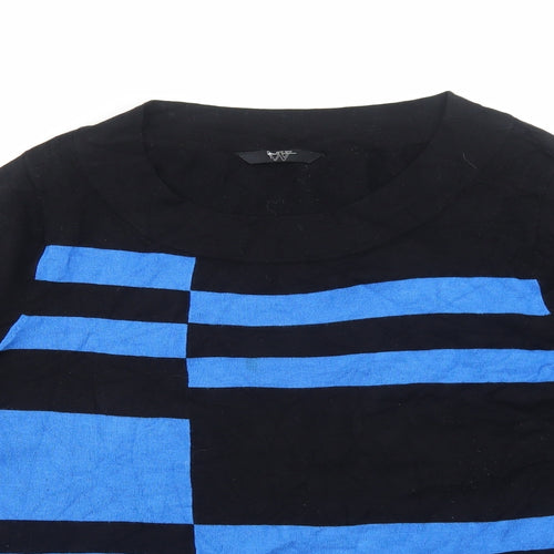 BHS Womens Black Round Neck Viscose Pullover Jumper Size 16 Pullover - Stripe