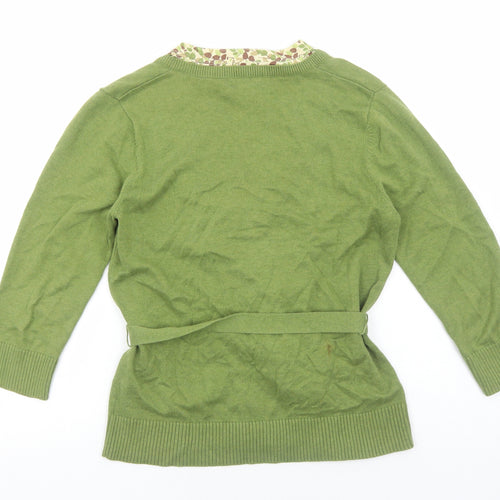 NEXT Womens Green V-Neck Cotton Cardigan Jumper Size 14 Pullover