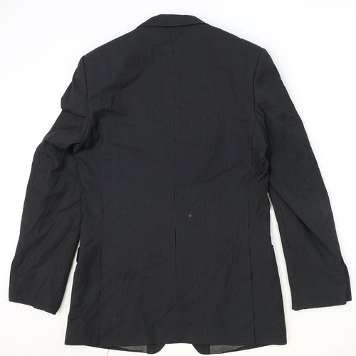 Burton Mens Black Striped Polyester Jacket Suit Jacket Size 40 Regular