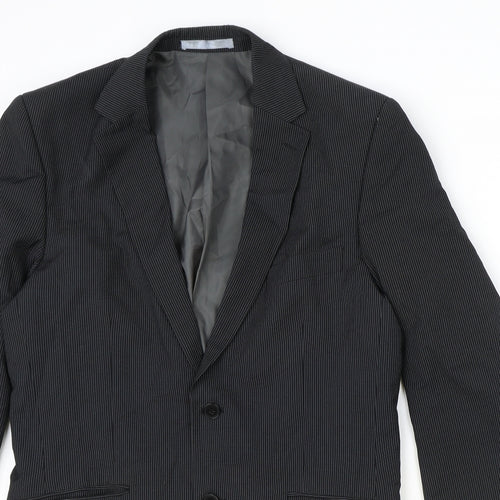 Burton Mens Black Striped Polyester Jacket Suit Jacket Size 40 Regular