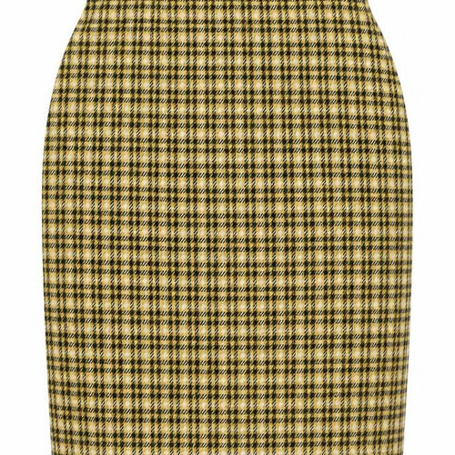New Look Womens Yellow Plaid Polyester Straight & Pencil Skirt Size 6