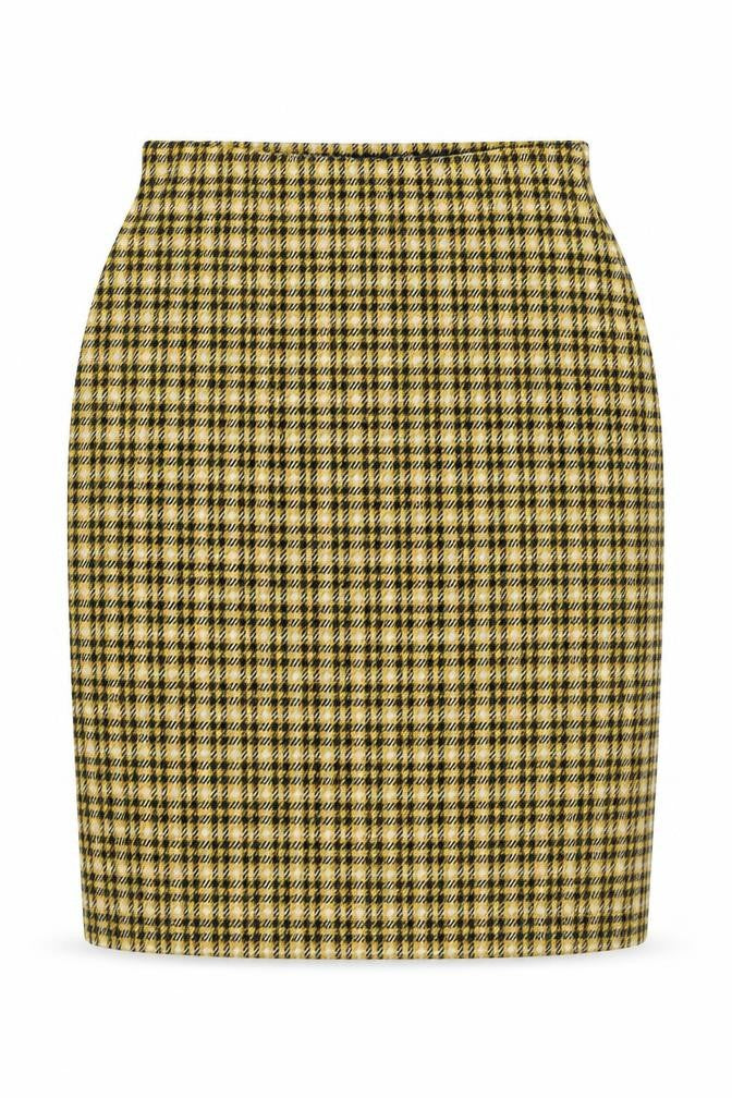 New Look Womens Yellow Plaid Polyester Straight & Pencil Skirt Size 6