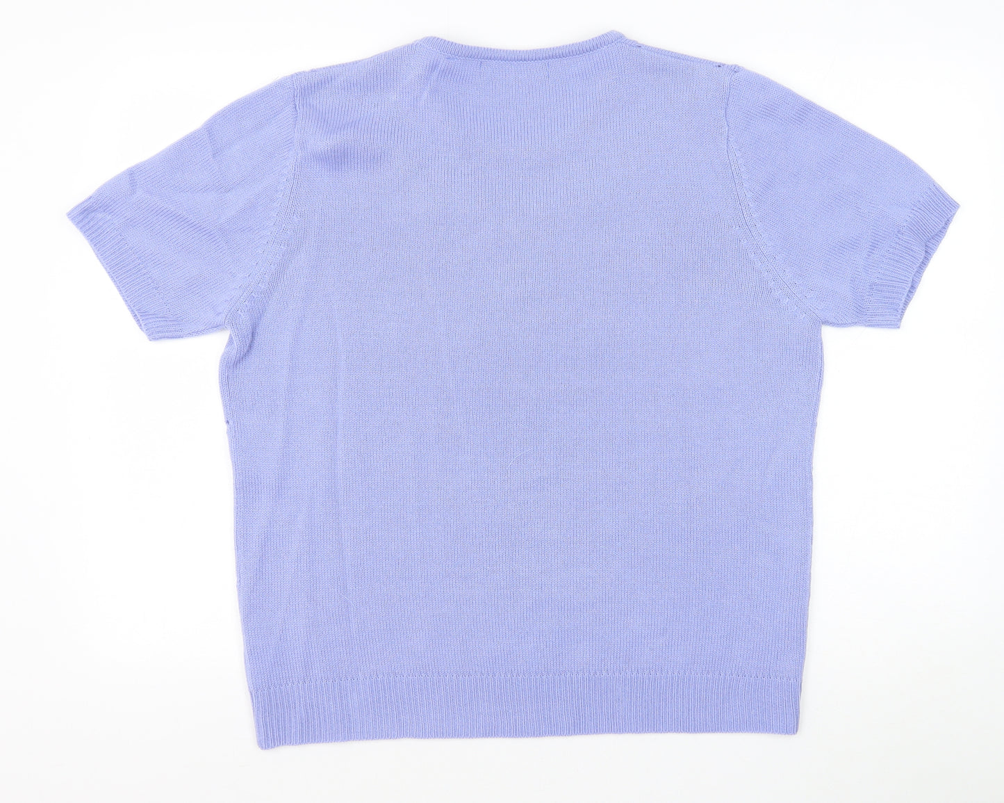 Anthology Womens Purple Crew Neck Argyle/Diamond Acrylic Pullover Jumper Size 16 Pullover
